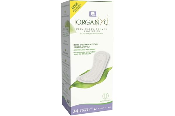 Organyc Protège Slips 100% Coton Bio Plat Non Plié Peaux Sensibles Femme 1 Paquet de 24 Unités