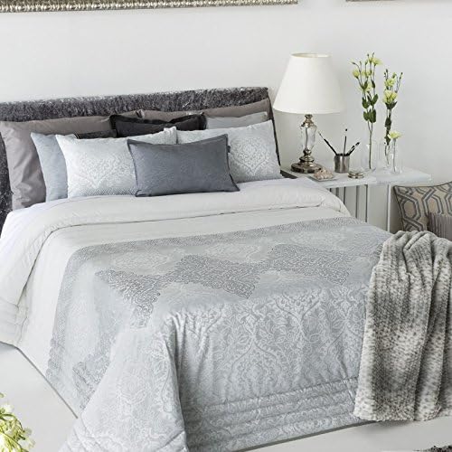 Bedspread 235x270 Woven Jacquard Tire + 2x 40 x 60 cm 140 x 190 cm Bed Grey Made In Spain