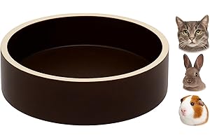 K&K KERAMIK 800 ml Futternapf Futterschale Futtertrog Ø:20 cm Höhe: 5,3cm Napf für Haustiere Hamster Kaninchen Hase Nagetiere Kleintiere Hund Katze aus hochwertiger, robuster, dickwandiger Steinzeug Keramik braun