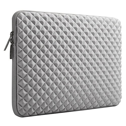 MOSISO Universal wasserresistente and stoßfest Lycra Laptop Schutzhülle mit Rautenmuster / Diamant-Muster Schaumpolsterung für 12,9 Zoll iPad Pro, 13-13,3 Zoll MacBook Pro, MacBook Air, Laptops, Tablets, Notebooks Chromebook, Grau - 4