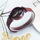 XiYuanShangMao Damen Star Sky Runde Zifferblatt Damen Analog Quarz Armbanduhren (Lila)
