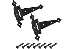 BRESKO Kreuzgehänge schwarz dekorativ Scharnier Torband Türband Ladenband T-Scharniere T-Bänder 2er Set mit Schrauben (200x50x190 mm)