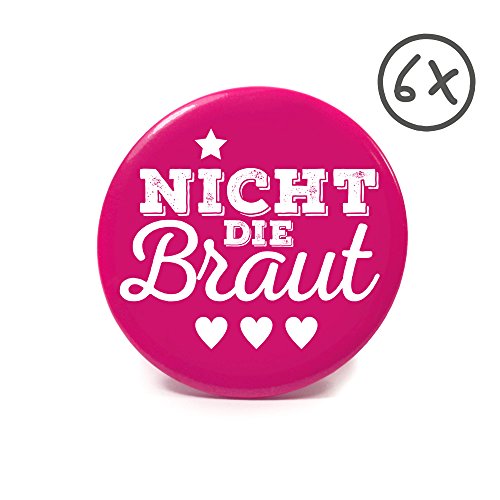 6 Frau Wundervoll JGA Buttons rosa / pink – Nicht die Braut, Ø 5,6 cm – Junggesellinnenabschied / Hen Party / Anstecker - 2