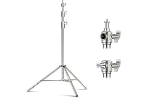 NEEWER 102"/2.6m Stainless Steel Light Stand, Spring Cushioned Heavy Duty Photography Tripod Stand with 1/4” to 3/8” Universal Screw Adapter for Strobe, LED Video Light, Ring Light, Monolight, Softbox
