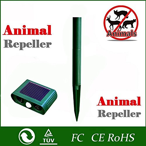 Solar Maulwurfschreck Tiervertreiber,Drillpro Ultraschall Maulwurfschreck Schlangenabwehr Hundeschreck Sensor PIR für Garten Yard Field Farm Glassland gegen Katzen, Mäuse, Marder, Vogel,Mosquito usw 1 - 4