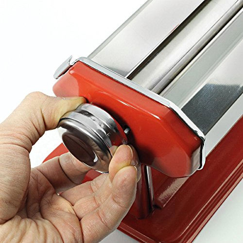 Sentik 3 in 1 Edelstahl Pasta Lasagne Spaghetti Tagliatelle Maker Maschine Cutter rot - 4