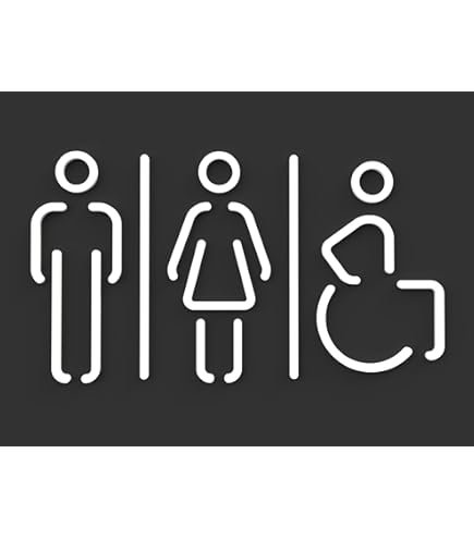 Cartello Bagno SIGNS - Targa Bagno A Rilievo (15 Cm) - Set Adesivo Toilette Di Design WCH - Targhette Bagno Uomo Donna Disabile - Adesivi WC Disabili