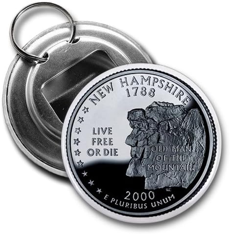 NEW HAMPSHIRE State Quarter Mint Image 2.25 inch Button Style Bottle Opener