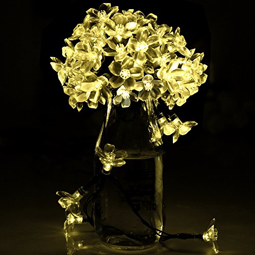 Solar Lichterkette, InnooTech LED Solar Blumen Lichterkette 5 Meter 50er Warmweiß, Außerlichterkette Deko mit 2 M Zuleitungskabel für Garten, Hochzeit, Party usw …