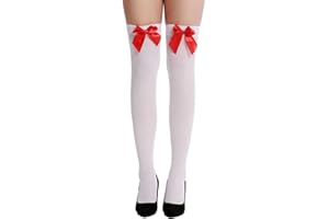 Crazy Chick® Ladies Girls Thigh High Hold Up Stocking With lace Satin Bow Over Knee Socks Daily Dress Party Favours