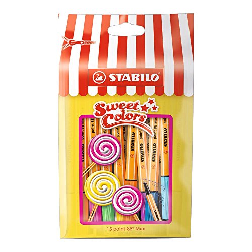 Stabilo point 88 Sweet Colors Fineliner Mini (mit 15 verschiedenen Farben, im wiederverschließbaren Beutel) 15er Pack