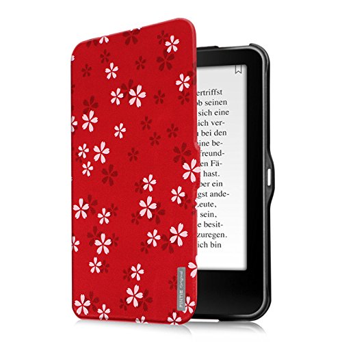 Tolino Vision 1 / 2 / 3 / 4 HD und Tolino Shine 2 HD Hülle – Fintie Ultradünne Smart Shell Case Schutzhülle Tasche Etui mit Ruhemodus und Magnetverschluss für Tolino Vision 4 HD / Vision 3 HD / Vision 2 / Vision 1 / Shine 2 HD eReader, Fleur rouge - 7