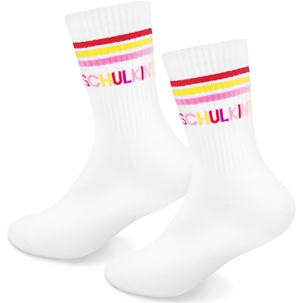 4 Paar Einschulung Socken Für Mädchen 2025 | Größe 31-34 | Schulanfang Geschenk Für Schulkinder