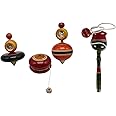 Channapatna Toys Wooden Spinning Tops & Xylophone Combo Toys for Kids, Boys, Girls 3+Years - Multi Color - Pack of 4pcs