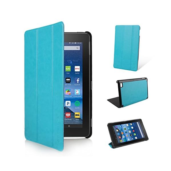2015 New Fire 7 Fall Tasche -SOONHUA Premium-Leder-Folio-Standplatz-Fall-Schlag-Abdeckung für Amazon New Fire 7 '' Tablet (7-Zoll-Tablet, 5. Generation - 2015 Modell) – Bild 3