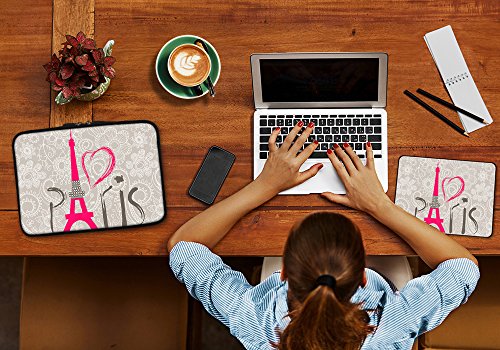 PEDEA Design Schutzhülle Notebook Tasche bis 17,3 Zoll (43,9cm) mit Design Mauspad, Paris 2 - 7