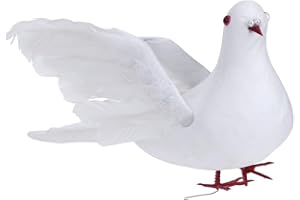 Demiawaking Colombe Decorative Colomba Bianca Artificiale in Schiuma Uccelli di Simulazione Ornamento da Giardino Decorazione per Matrimonio (Ali di apertura)
