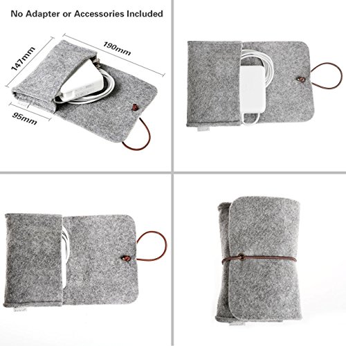 Inateck Macbook Air 11 Zoll Filz Sleeve Hülle Ultrabook Laptop Tasche für 11 Zoll Apple Macbook Air, Verschluss mit Klettband, Grau - 6
