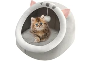 Hojalis Cuccia per gatti da interno, Cuccia Gatto Chiusa Interno con cuscino imbottito rimovibile e lavabile, Tenda Per Gatti Calda ​in Inverno per Gatti e Cani di Piccola Taglia (Taille S)