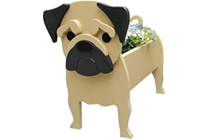 LIBOOI Dog Planter, Animal Flower Planter Pot for Outdoor Plants, Pug Gifts for Pug Lovers Women Men Dog Lovers, Handmade Storage Container Planters for Garden Decoration Cactus Office Home Gifts