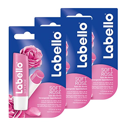 Labello Lippenpflege Colour & Shine Soft Rosé, 3er Pack (3 Stück) - 3
