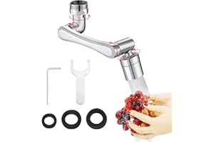 SUITEDGET Aireador Grifo Cocina Giratorio De 1440° Extensor De Grifo Duradero Resistente a Salpicaduras Para Fregaderos De Cocina Lavabo, Tocadores De Baño Con Roscas Hembra De 22 Mm y Macho De 24 mm