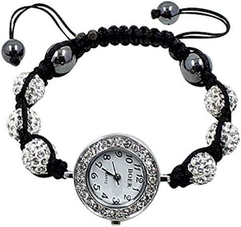 Shamballa Bling bling bracelet by BodyTrend - Clear Iced Balls with CZ crystals and fashion Elegant Watch - fits lovely on any wrist - perfect for a gift - adjustable size fits 7" to 9"