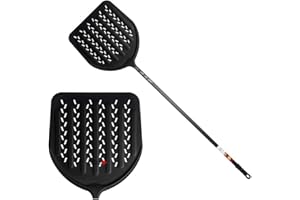 Lilly Codroipo Pala Pizza Professionale in Lega Alluminio Nera con Testa Forata Modello 3D (cm.36/ h.135)