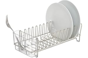 INTERDESIGN iDesign Classico Compact Dish Drainer, Satin/Clear
