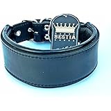 Bestia Echtleder Hundehalsband mit weicher Leder Innenpolsterung. 6,5 cm breit. Passfit. 100% Echtleder. komplett schwarz. Größen M, L, XL, XXL 42,5 bis 75 cm Halsumfang. Top Qualität. Pitbull, Staffy, Dogo, Bulldog, Rottweiler, Terrier. Hergestellt in Europa!