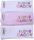 Minene "I Love Mummy/Mommy" and "I Love Daddy" Embroidered Muslin Squares 3-Pack (Assorted)
