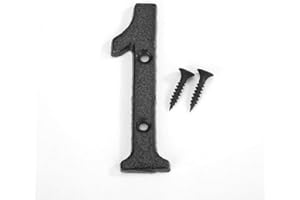 DOMYBESTSHOP Domybest Numéro de Maison 0-9 En Fer Noir Numéro de Porte de Maison Numéro de Rue Plaques Enseignes Mur Porte avec Vis de Fixation