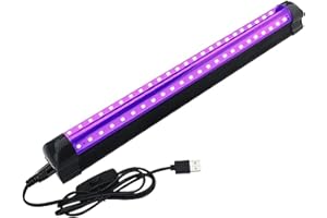 ELEGANTED Tube LED Lumière Noire,10w UV LED Tube Portable Lumière DJ Disco,Black Light UV Port USB pour Halloween Noël Soirée Body Painting Peinture Maquillage Fluo
