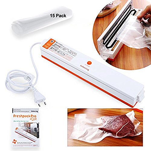 ROGUCI Kleine Vakuumiergeräte,Vakuumierer, Vakuumiert ,Folienschweißgerät ,Vakuumieren von Lebensmitteln Vakuum kuumierer für zu Hause,Vakuumiergeräte für Haushalt, Gastronomie, Handel und die Industrie inkl. 15 gratis Vakuumbeutel Vakuumiergeraete 100 W
