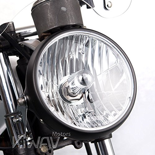 Sirius 7 Pulgada Redondo Motocicleta Faro Headlamp con Negro Housing SAE Compliant Halógeno HB2 Bombilla 12V 55W 60W
