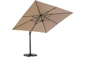 EROMMY Garden Cantilever Parasol, 2.7 X 2.7 m Swivel Patio Parasol Umbrella with Aluminum Pole, Adjustable Tilt and Crank for Poolside, Balcony (Beige, 2.67 x 2.67 m)