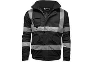 Golomak® Hi Vis Viz Bomber Jacket High Visibility Workwear Safety Security Hooded Padded Waterproof Taped Seams Work Wear Coat Top Plus Size S-4XL