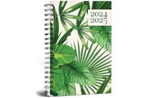 SHINEONE 2024-2025 Academic Planner, A5 Size Weekly Pastel & Bright Diary Silver Foil Effect Hardcover Wirebound Diary Planner Organizer Diaries Mid Year Student teacher (Tropical)