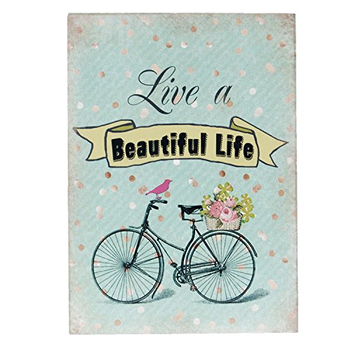 Clayre & Eef 6H1367 Wandbild Textschild "Beautiful Life" 9x2x13 cm in Landhausstil, Vintage Deco