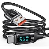 enablink Cavo USB tipo C 66W 6A QC 4.0 con Pantalla LED, da USB A a USB C, 1.2m Nylon Intrecciato, Ricarica Rapida e Trasmiss