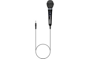 SoundLAB Dynamic Unidirectional Karaoke Microphone With Fixed 3.5mm Jack Lead 3m Length For Singing, Presentations, Practice, Home Party, Celebration, Perforamce, Adults, Portable Black