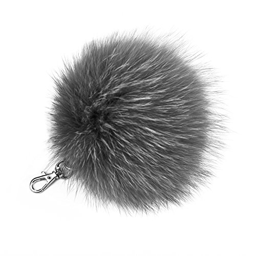 Preisvergleich Produktbild Schlüsselanhänger Blaufuchsbommel grau