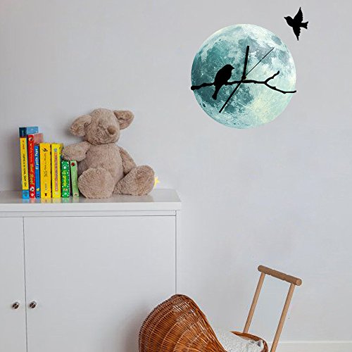 Forepin® Nachtleuchtend Aufkleber Wandsticker Sticker für Kinderzimmer Schlafzimmer Baby Babyzimmer Licht in Dunkelheit – Mond & Vogel - 5