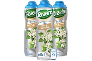 Teisseire Zéro Sucre, Sirop de Fleur de Sureau pour Boisson Rafraîchissante, Cocktails, Bidon 3x60cl