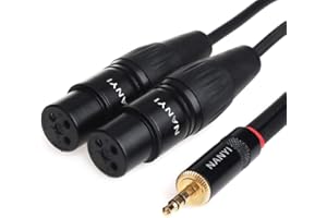 NANYI XLR 3.5mm Female Splitter Cables, TRS Stereo Male to Two XLR Female Interconnect Audio Microphone Cable, Y Splitter Adapter Cable (1.5 Meters /5Feet)