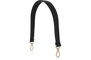PRASACCO Shoulder Bag Strap Leather Purse Strap Leather Purse Handle 19 Inch Shoulder Bag Straps Replacement with Swivel Clasps DIY Clutch Purse Handbag Making Repairing Supplies (Black)