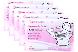 ANSAMY Toilette wc Jetable 50pcs Protection WC Jetable Housses de Siège de Toilette en Papier Protege Cuvette WC Jetable Individuel pour Enfant Adulte Voyage Toilettes Publiques（5 Pack / 10piece）