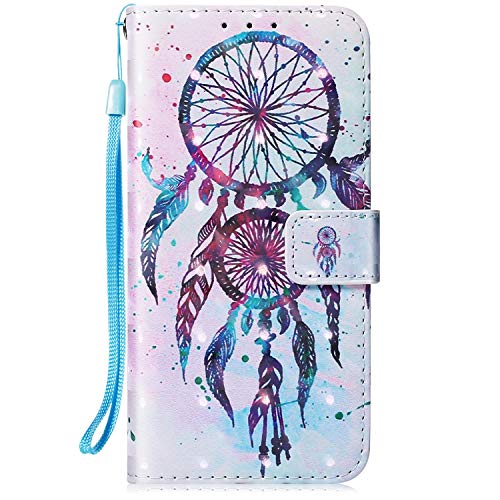 Ukayfe Cover Compatible with Google Pixel 3, Painted Oil Painting Style Wallet Leather Case, Design PU Phone Case with Internal Silicone TPU Cover/Card Slot/Shockproof - Wind Chimes#1