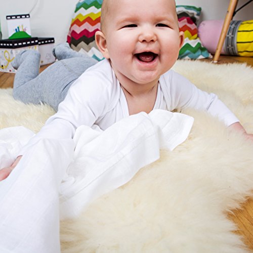 Emma & Noah Mullwindeln, 10er Pack, 100% Baumwolle, Oeko-Tex 100, kochfest 90°C, 70 cm x 70 cm, kuschelig weiche Baby Spucktücher, Farbe: Weiß, ideal als Mulltücher, Stoffwindeln, Molton-Tücher, Stilltuch, Schmusetuch - 4