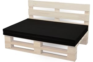 PALETS TALAVERA Cojines Microfibra para Sofás de Palets (Negro, 100x60cm, Asiento)